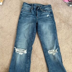 American Eagle Outfitters Women's Distressed Blue Flared Jeans